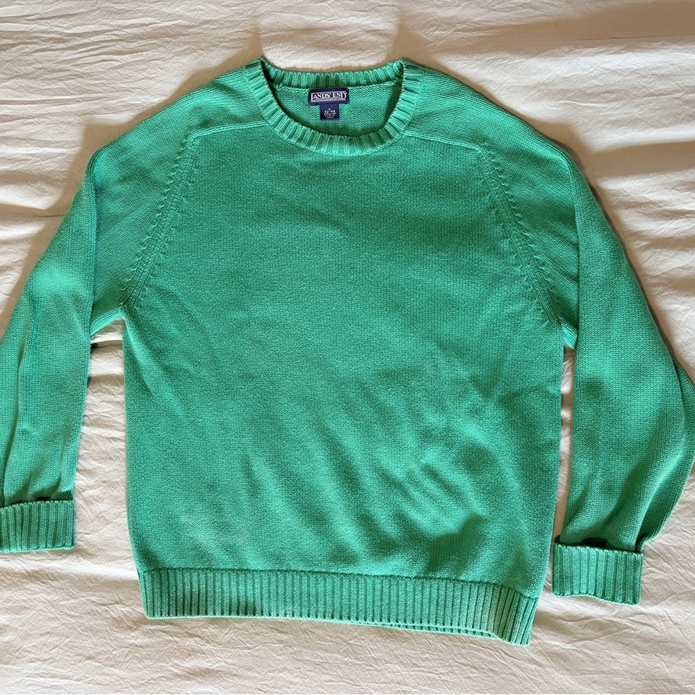 Green Crewneck Sweater by Lands' End